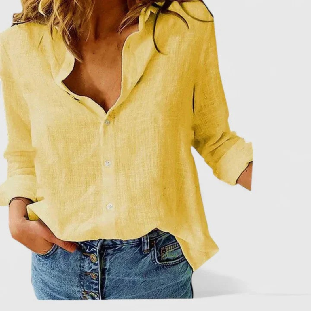Ulrike | Damen Bluse aus Leinen mit offener Front