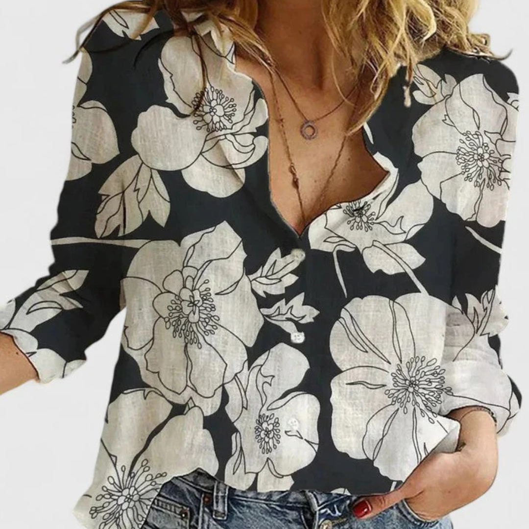 Ulrike | Damen Bluse aus Leinen mit offener Front
