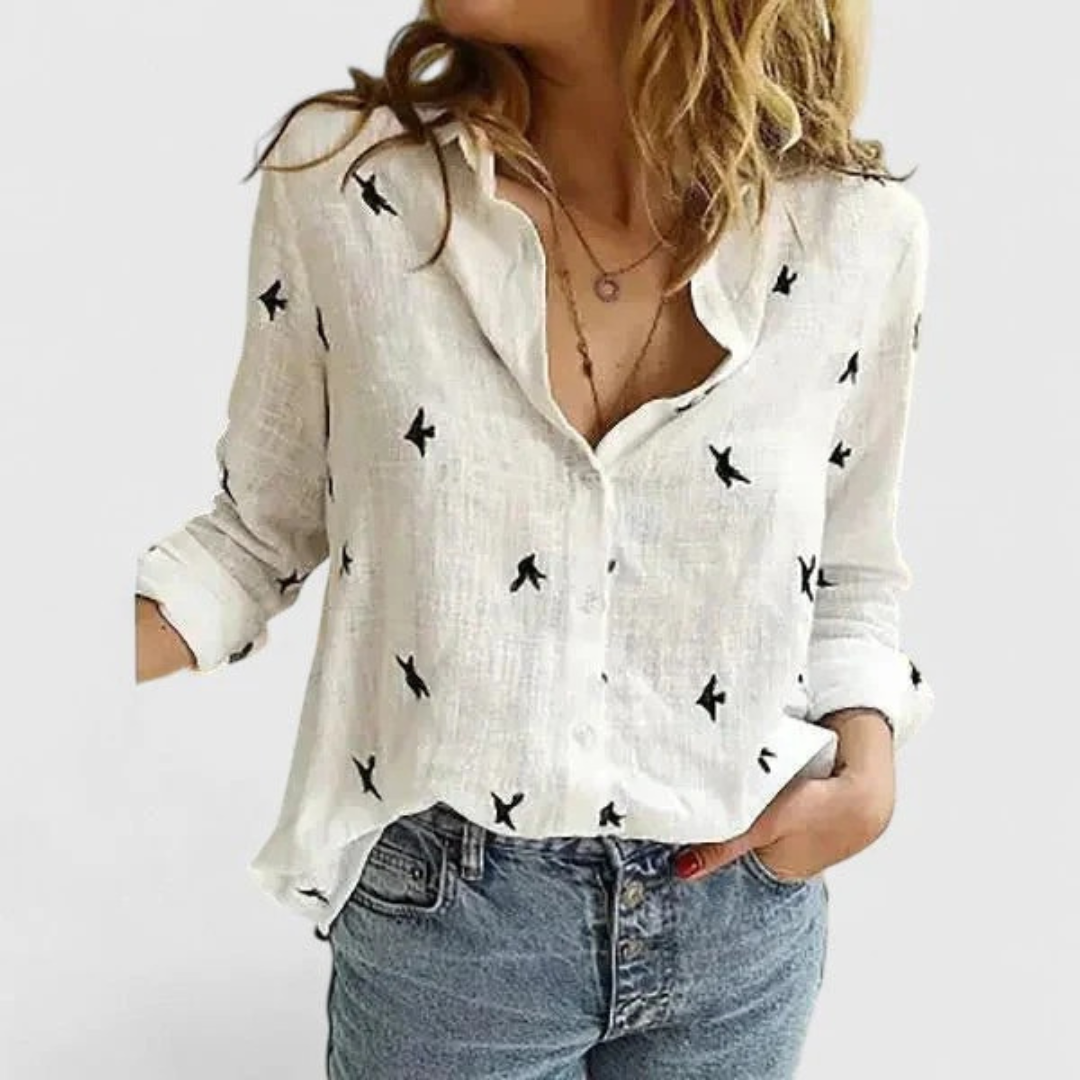 Ulrike | Damen Bluse aus Leinen mit offener Front