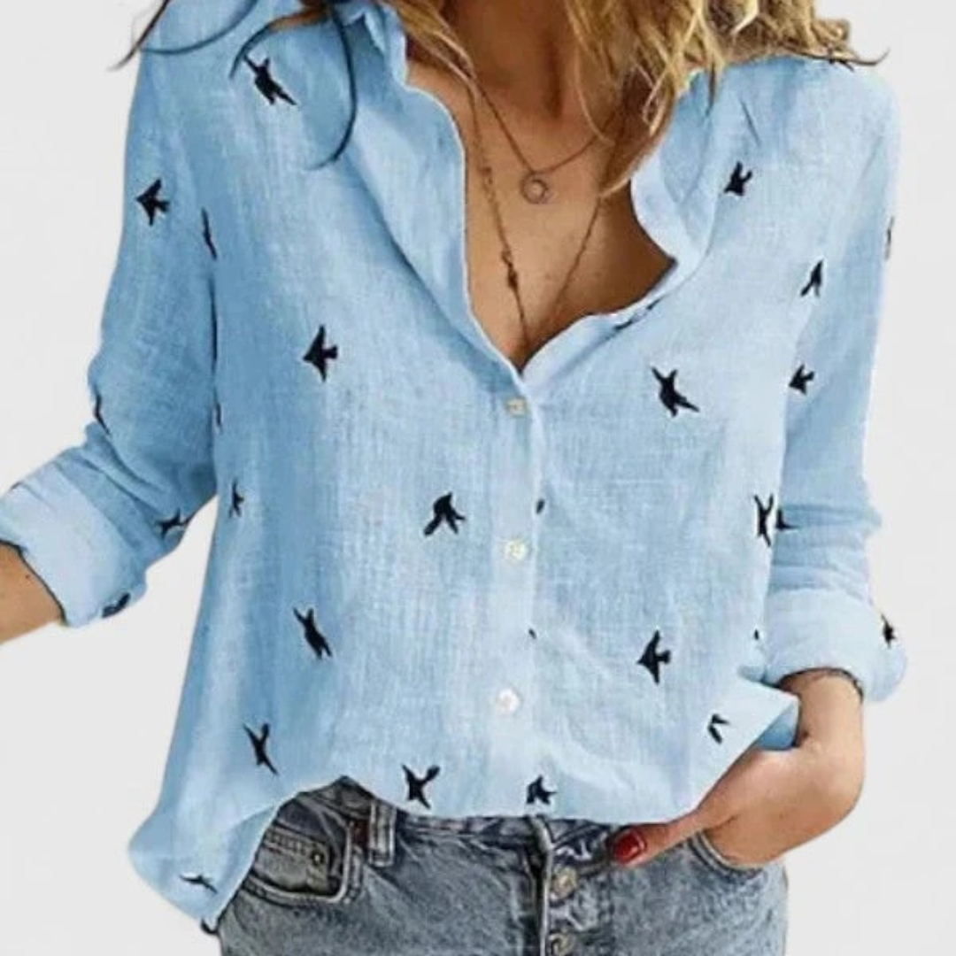 Ulrike | Damen Bluse aus Leinen mit offener Front