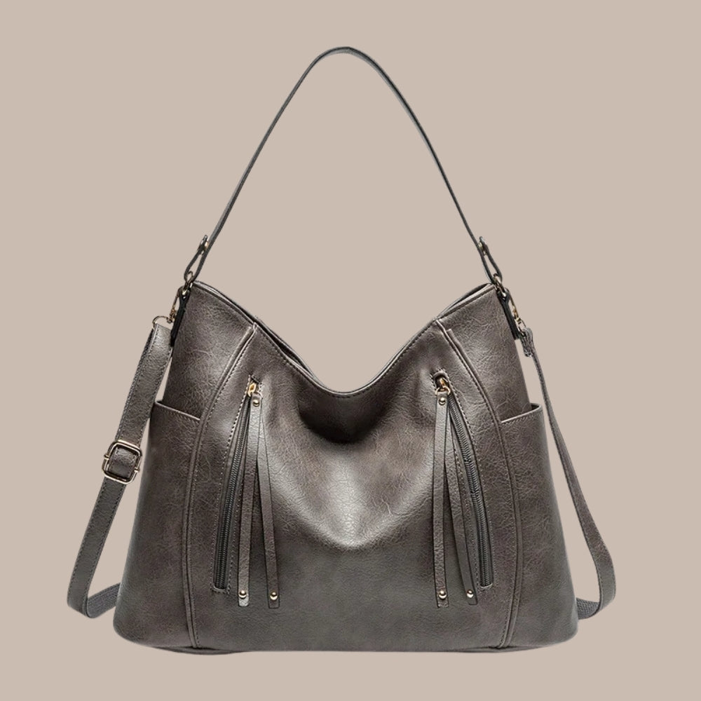 Umhängetasche für Frauen - Große Alltagstasche mit Reißverschlüssen