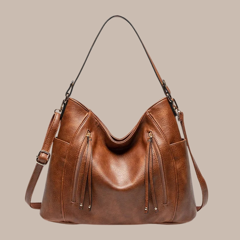 Umhängetasche für Frauen - Große Alltagstasche mit Reißverschlüssen