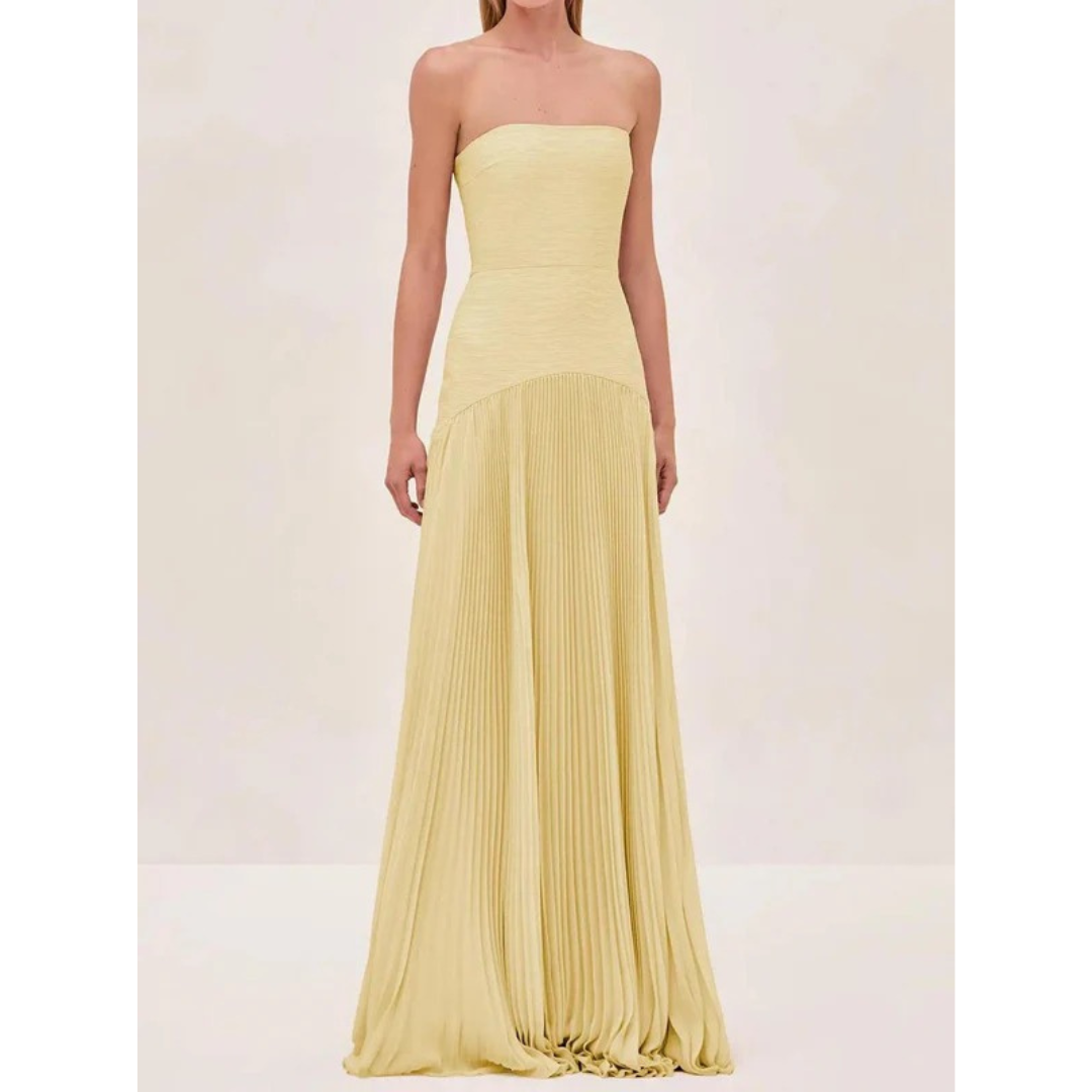Valentina | Damen Kleid Maxikleid Plissee Hochzeit Elegant
