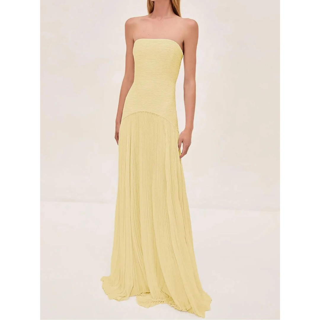Valentina | Damen Kleid Maxikleid Plissee Hochzeit Elegant