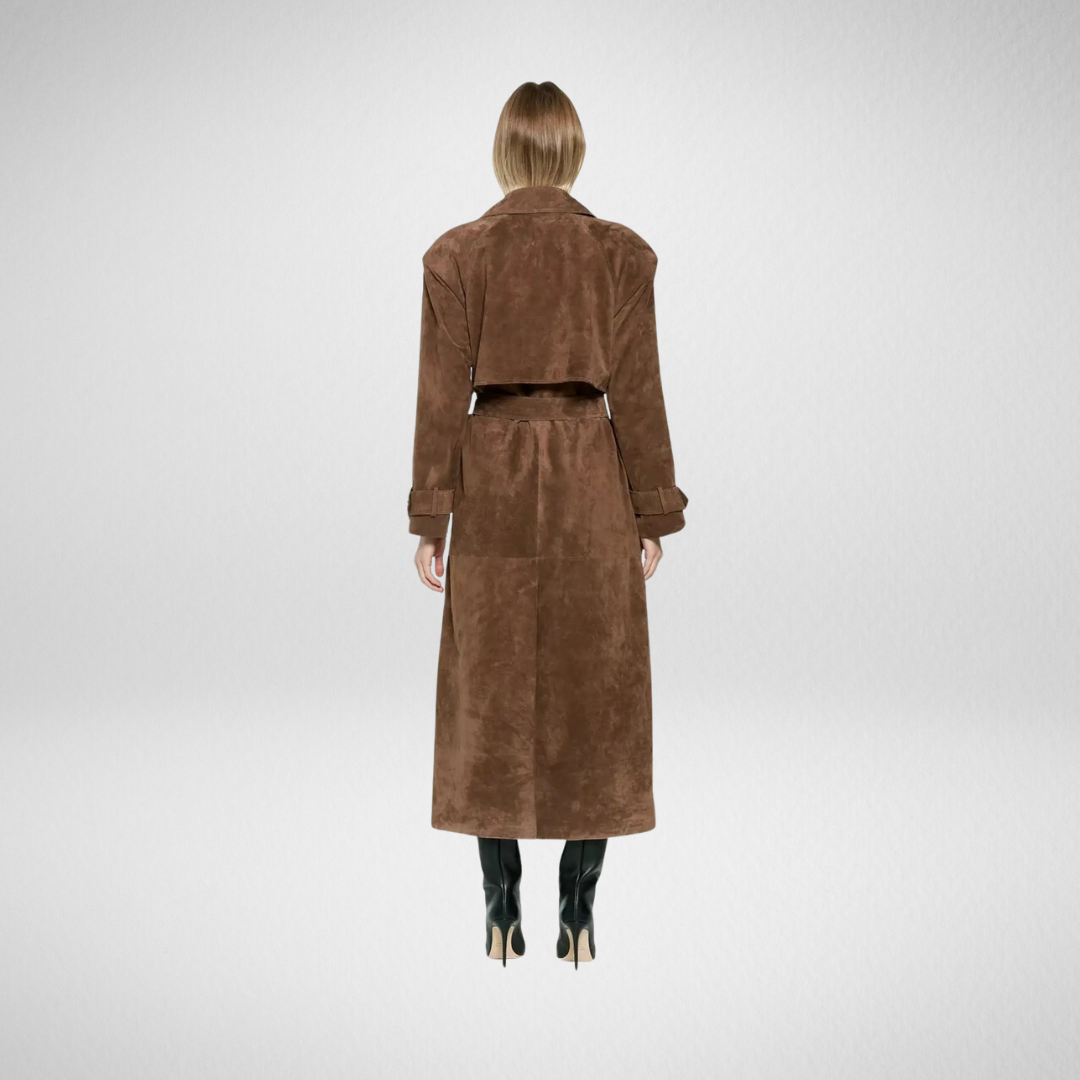 Vintage Damen-Winterjacke – Langer Trenchcoat mit vielseitigem Gürtel