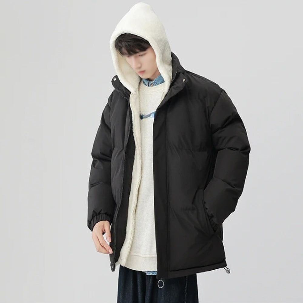 Wärmende, glänzende Puffer-Winterjacke für Damen – mit Isolierung und Kapuze