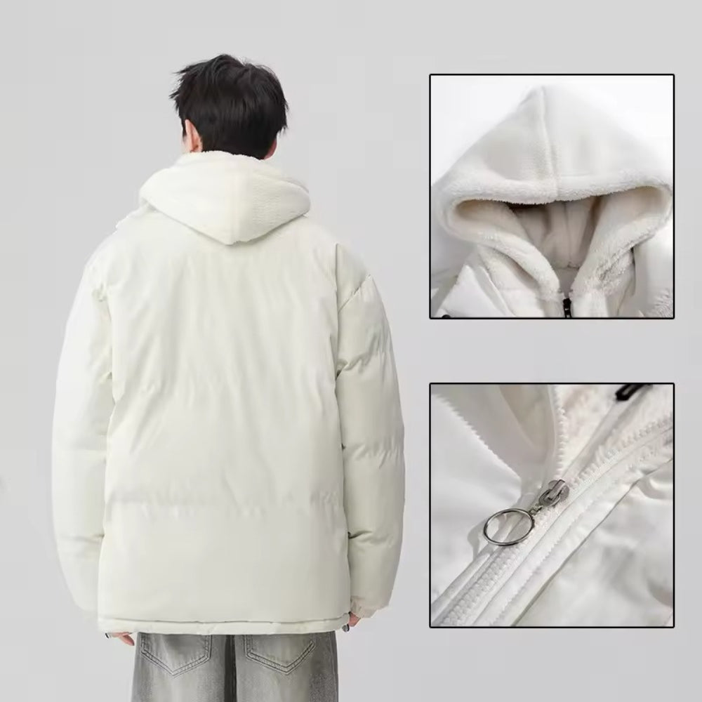 Wärmende, glänzende Puffer-Winterjacke für Damen – mit Isolierung und Kapuze