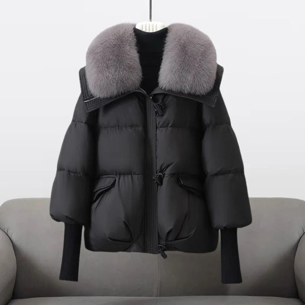 Warme Puffer-Winterjacke für Frauen - Slim Fit mit Kapuze