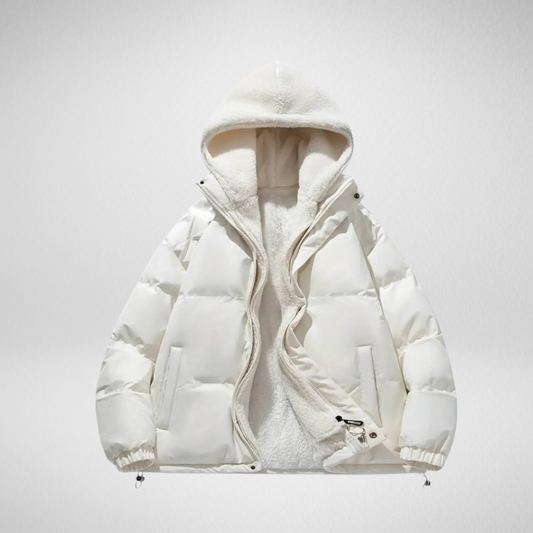 Warme Reißverschluss Winterjacke – Gesteppter Mantel mit Kapuze für Winter Tage