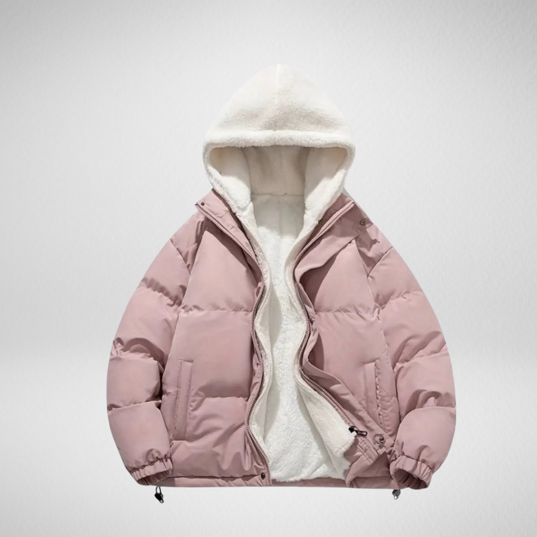 Warme Reißverschluss Winterjacke – Gesteppter Mantel mit Kapuze für Winter Tage