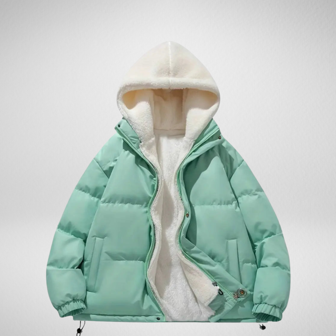 Warme Reißverschluss Winterjacke – Gesteppter Mantel mit Kapuze für Winter Tage