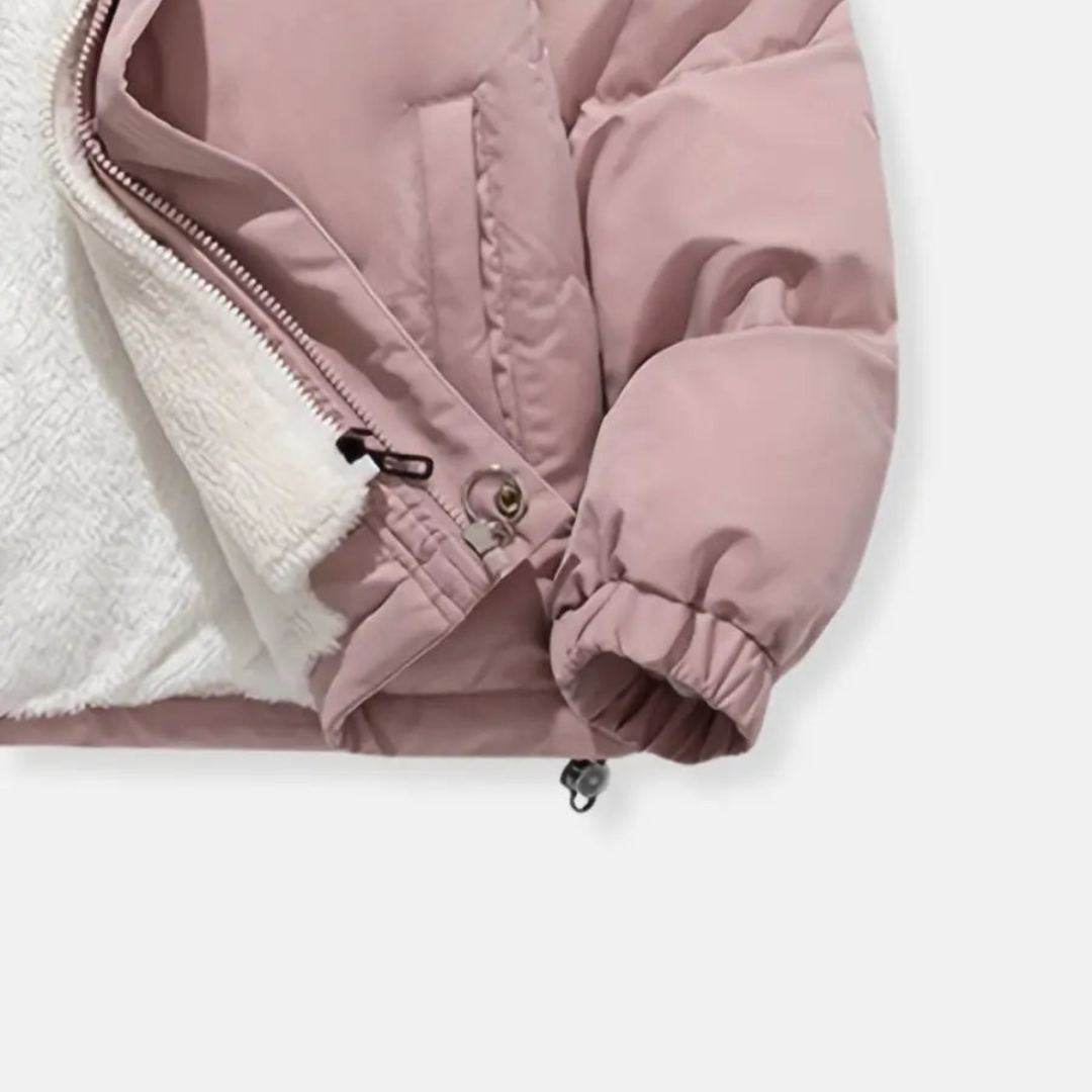 Warme Reißverschluss Winterjacke – Gesteppter Mantel mit Kapuze für Winter Tage