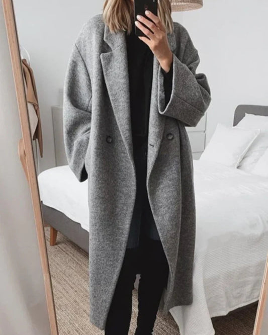 Warme Winterjacke in voller Länge - Mantel im klassischen Stil für Frauen