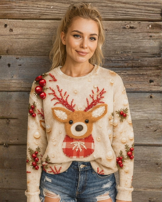 Weihnachtspullover Damen – Festlicher Rentier Pullover für die Winterzeit