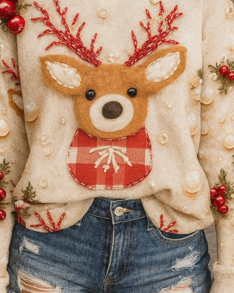 Weihnachtspullover Damen – Festlicher Rentier Pullover für die Winterzeit
