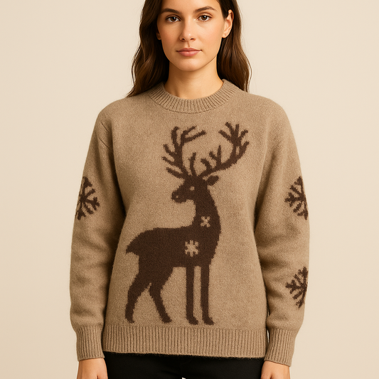 Weihnachtspullover für Damen – Pullover aus 100% Polyester mit Festlichem Weihnachtsmuster