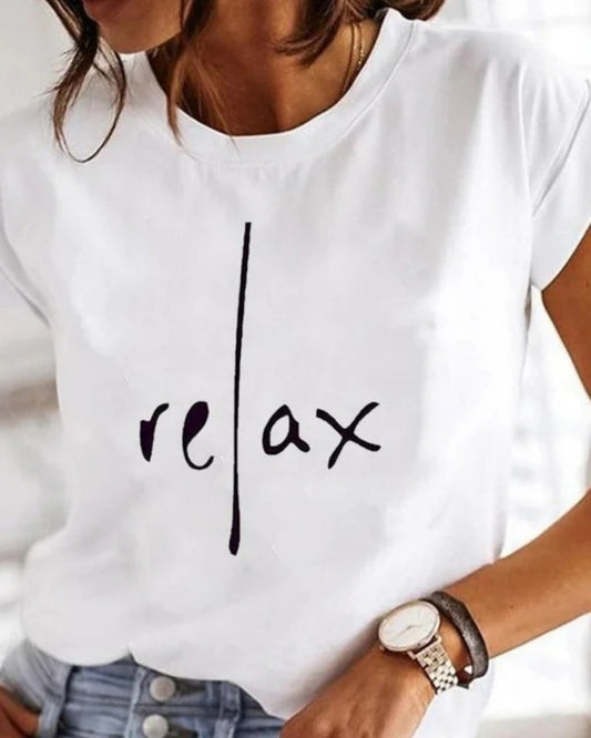 Weißes Damen T-Shirt mit Print für den Sommer | Kurzarm