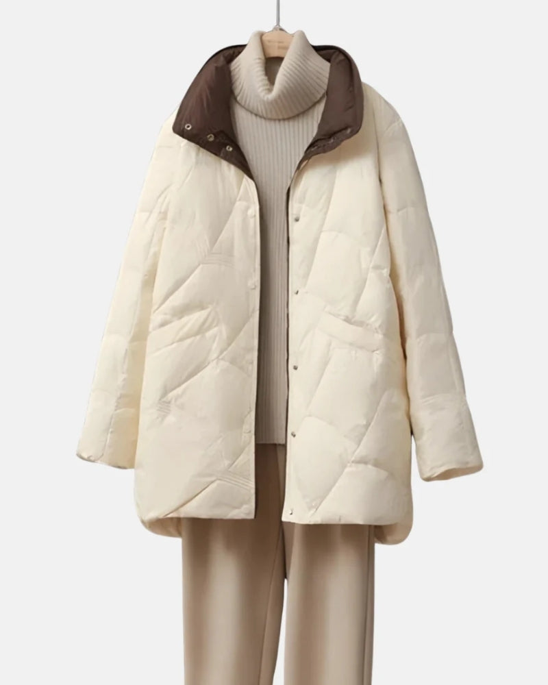 Wende Winterjacke Damen Mantel – Kurzer Steppmantel mit Druckknöpfen