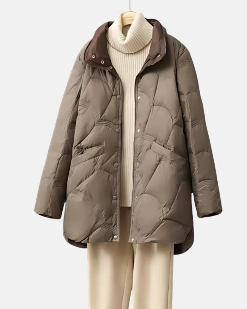 Wende Winterjacke Damen Mantel – Kurzer Steppmantel mit Druckknöpfen