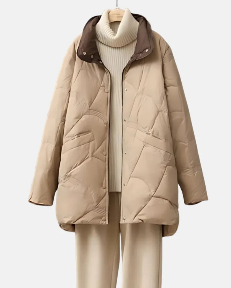 Wende Winterjacke Damen Mantel – Kurzer Steppmantel mit Druckknöpfen