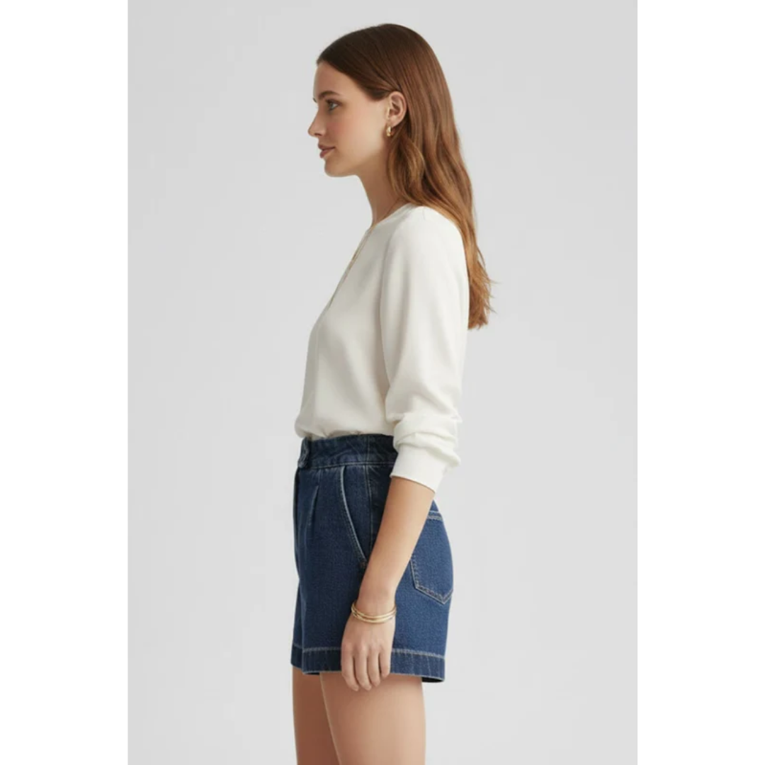 Wiebke | Damen Shorts Mit Hoher Taille Und Umschlag Saum