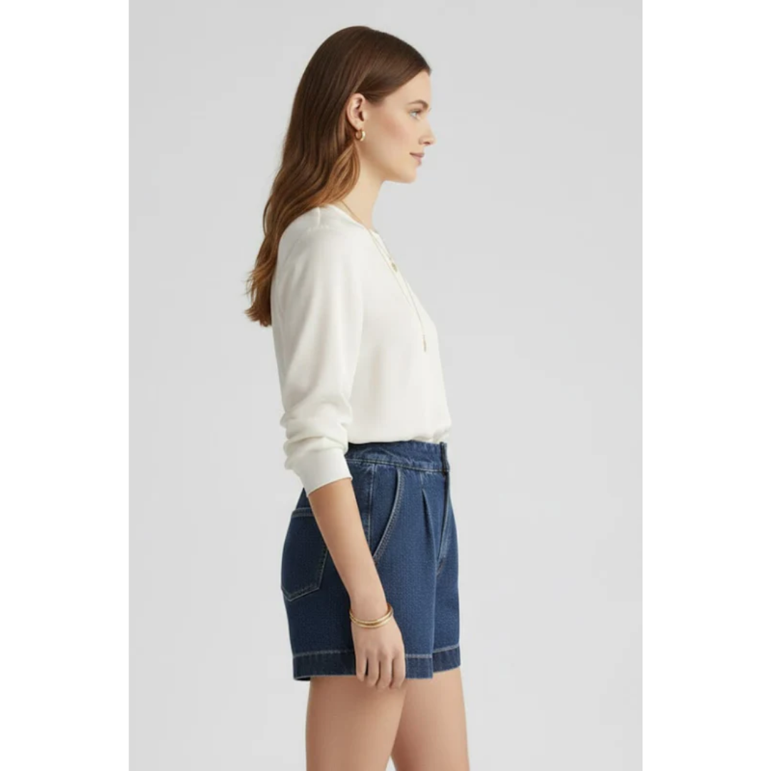 Wiebke | Damen Shorts Mit Hoher Taille Und Umschlag Saum