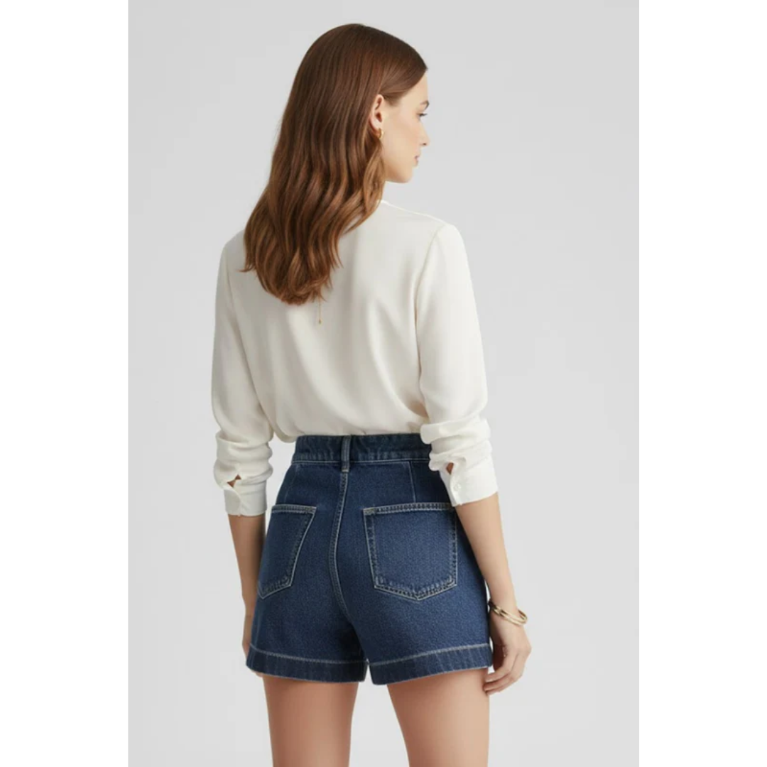 Wiebke | Damen Shorts Mit Hoher Taille Und Umschlag Saum