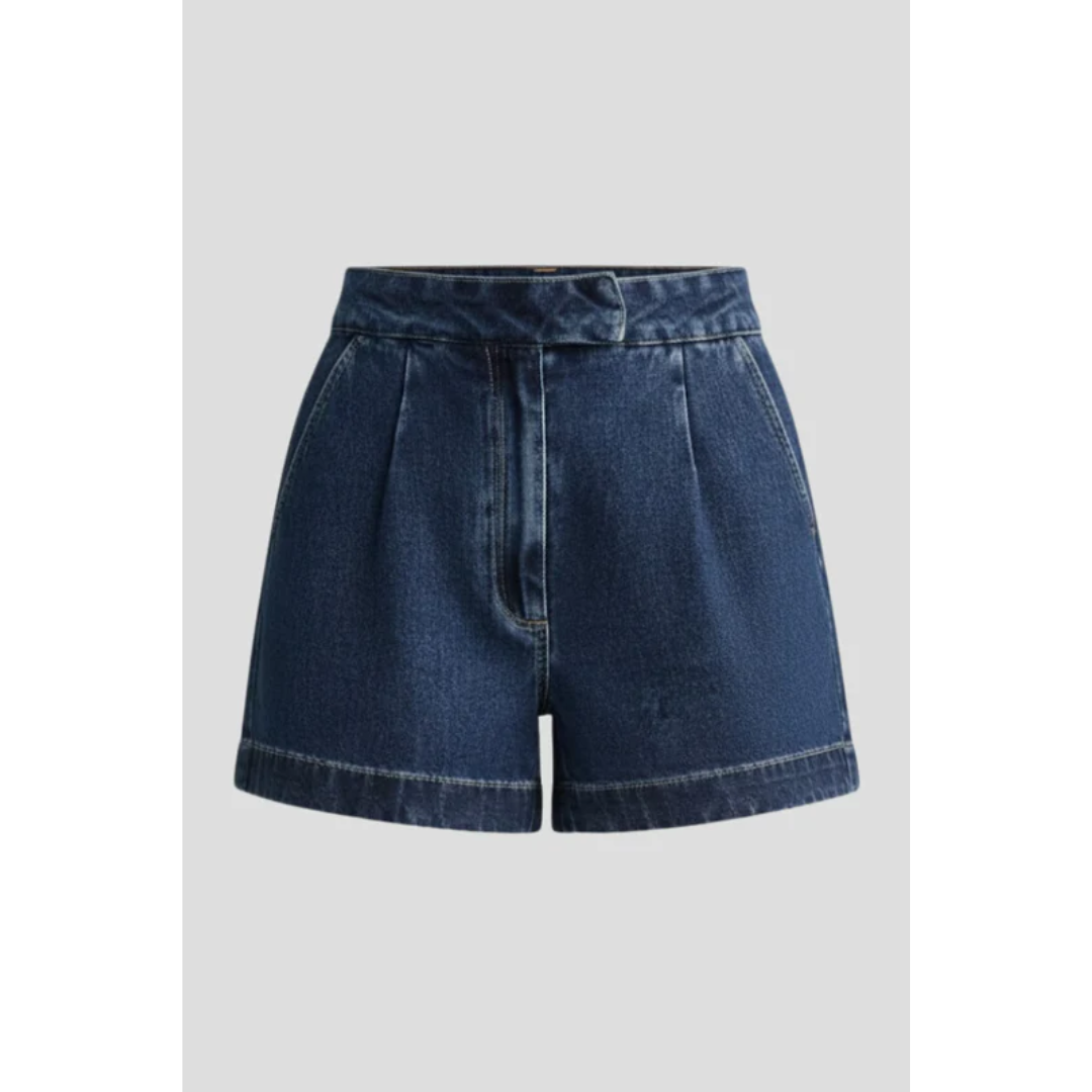 Wiebke | Damen Shorts Mit Hoher Taille Und Umschlag Saum