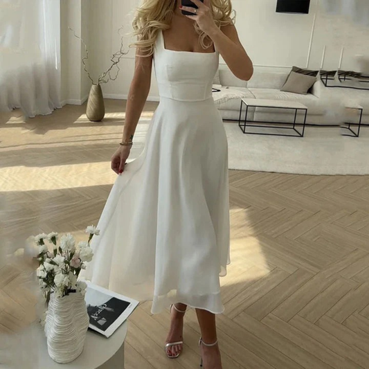 Wilma | Damen Midi Kleid Für Hochzeitsgast Mit Gerader Form