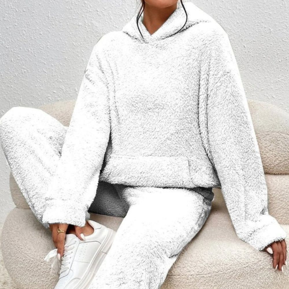 Winter-Trainingsanzug für Frauen - Kapuzenpulli mit Tasche und Hose