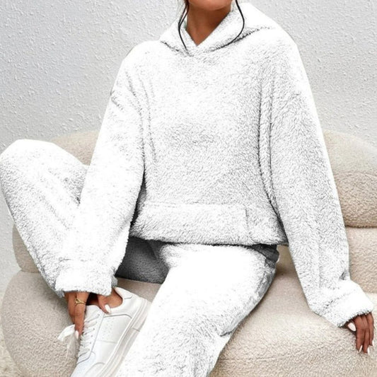 Winter-Trainingsanzug für Frauen - Kapuzenpulli mit Tasche und Hose