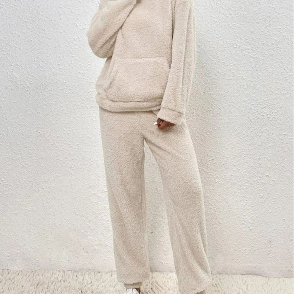Winter-Trainingsanzug für Frauen - Kapuzenpulli mit Tasche und Hose