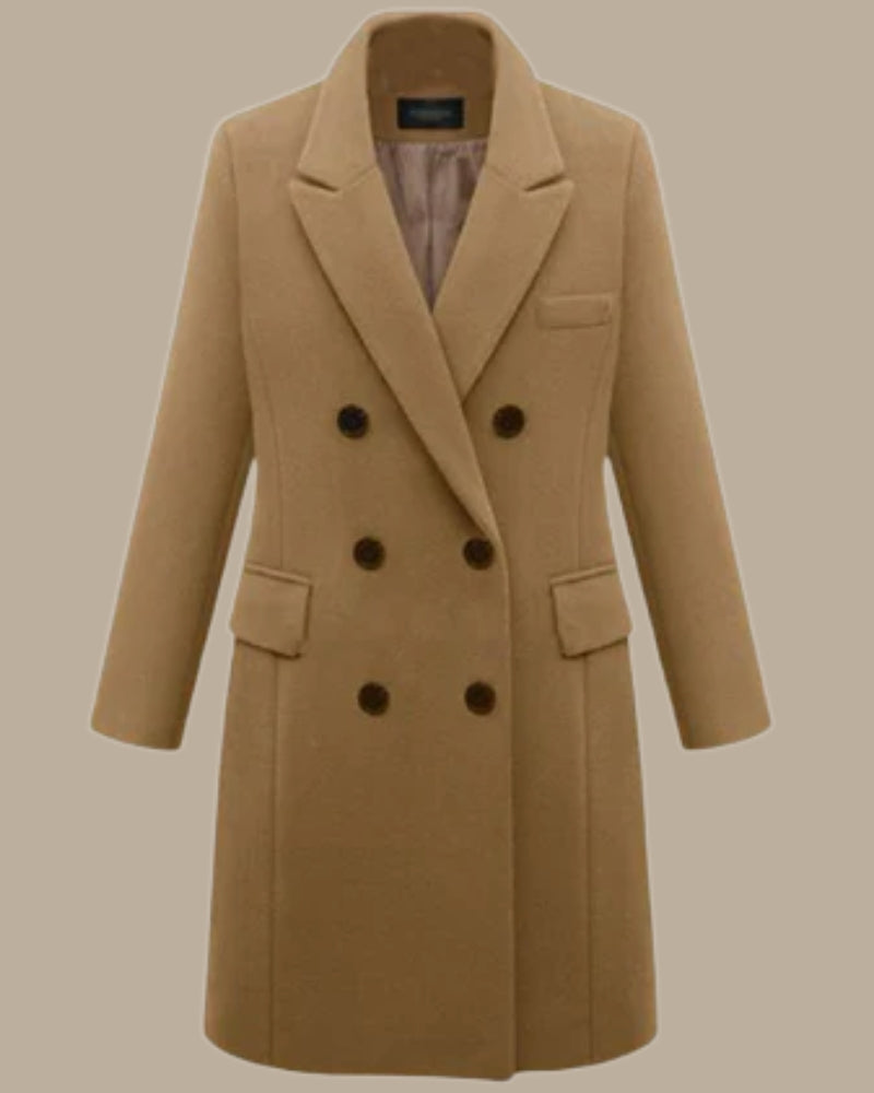 Winterjacke Damen – Doppelreihiger Langmantel mit klassischem Schnitt