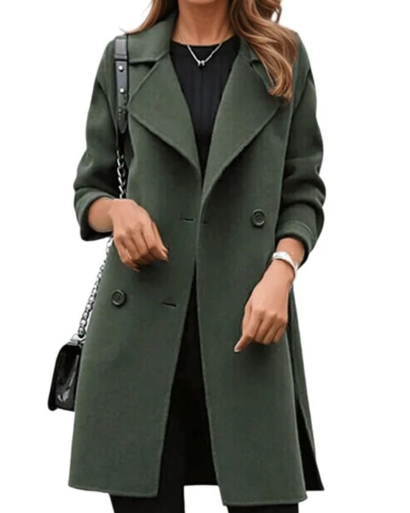 Winterjacke Damen – Doppelreihiger Trenchcoat mit strukturierter Passform