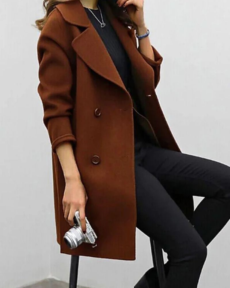 Winterjacke Damen – Doppelreihiger Trenchcoat mit strukturierter Passform