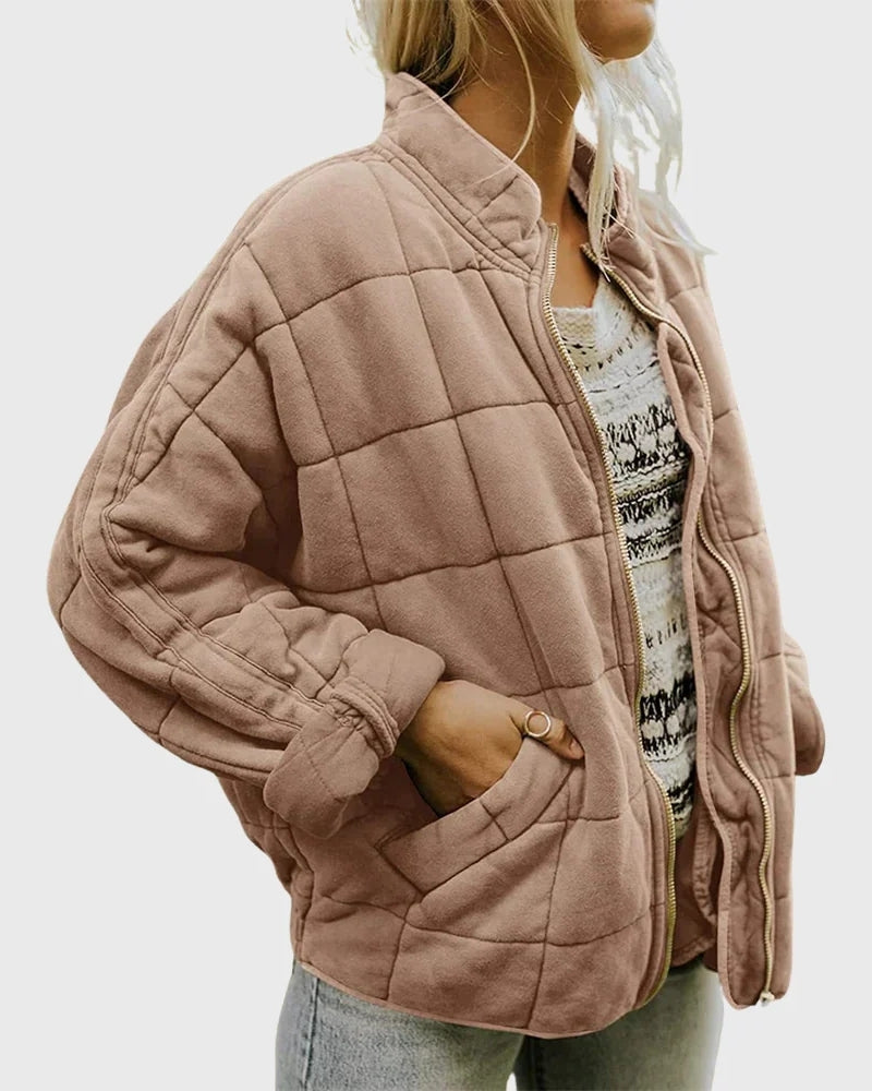 Winterjacke Damen – Gesteppte Reißverschlussjacke mit hohem Kragen
