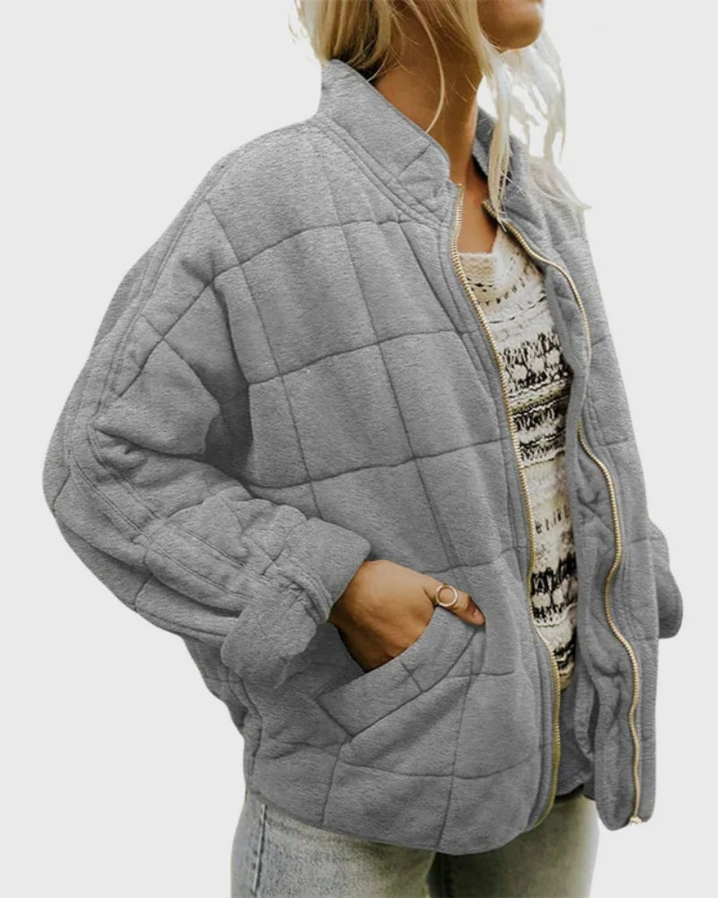 Winterjacke Damen – Gesteppte Reißverschlussjacke mit hohem Kragen