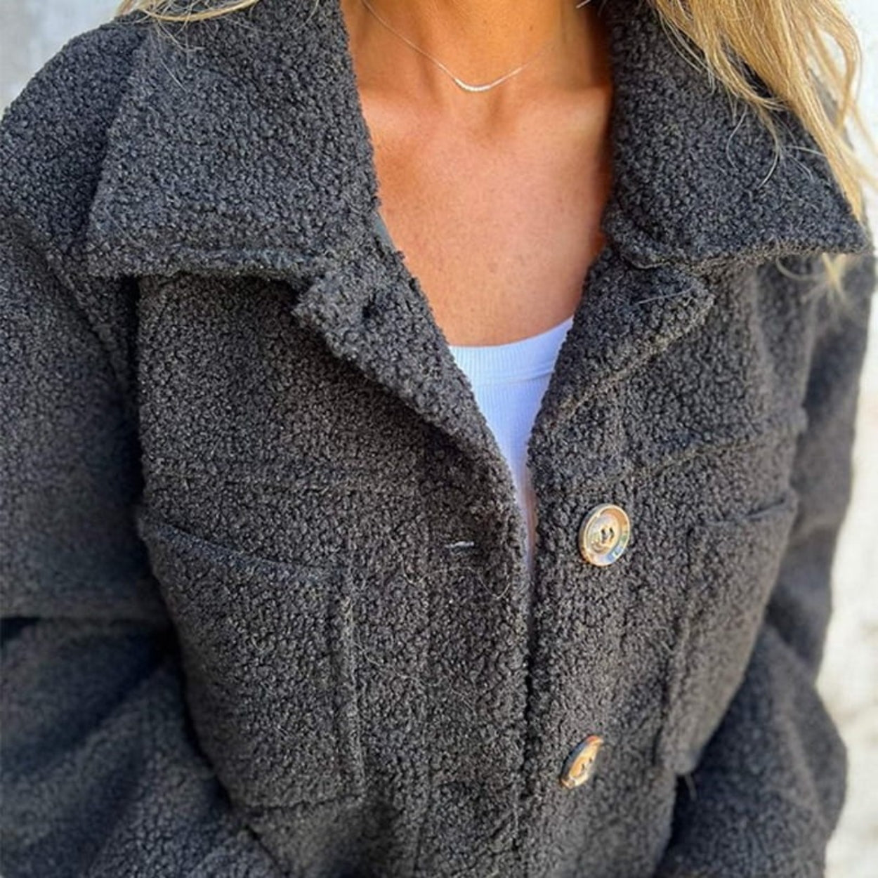 Winterjacke Damen – Klassischer Mantel mit Reverskragen und Taschen für Herbst und Winter