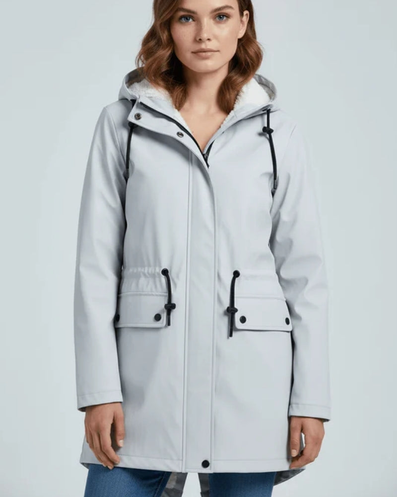 Winterjacke Damen – Trenchcoat Mantel mit Kapuze und tailliertem Schnitt für die kalte Jahreszeit