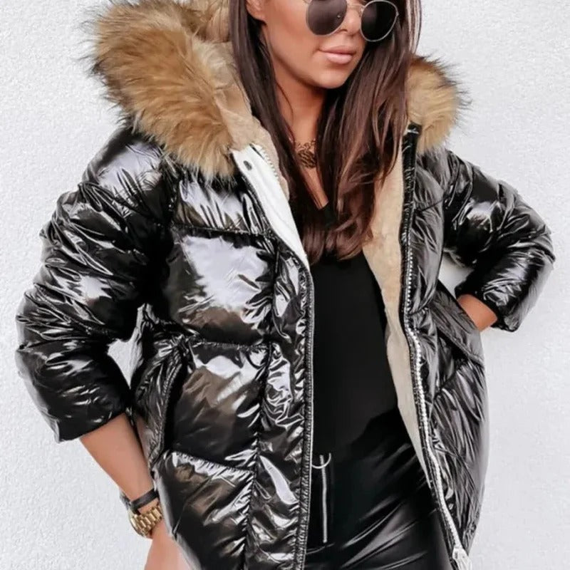 Winterjacke in Metallic-Optik – Urbaner Steppmantel für Frauen
