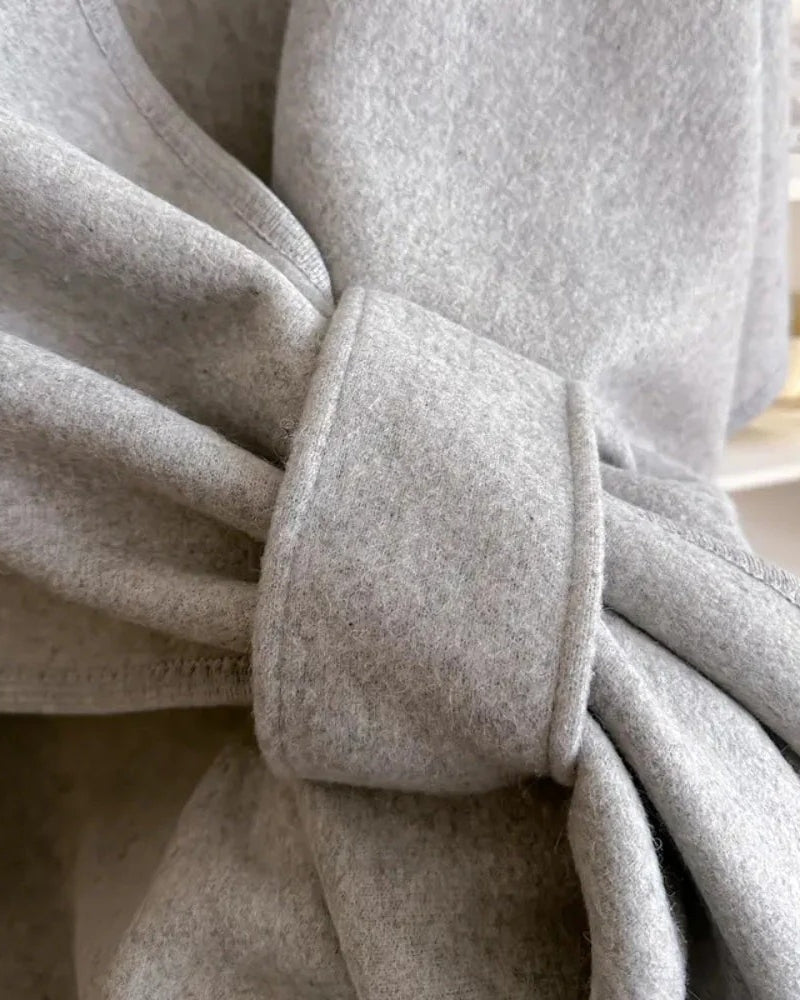 Winterjacke Mantel Damen – Poncho-Look mit V-Ausschnitt und Bindung für den Winter