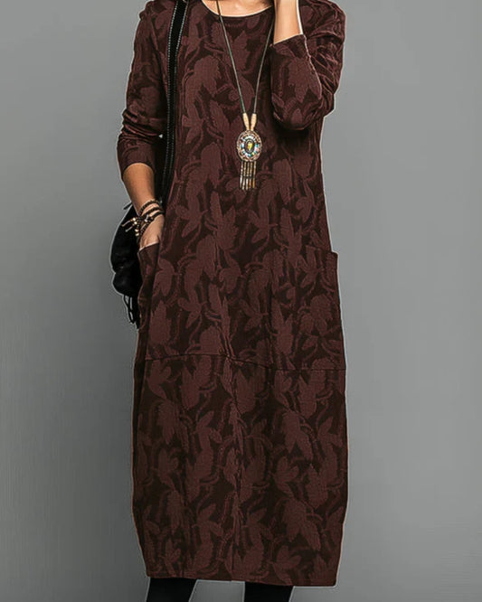 Winterkleid Damen – Mit Taschen und elegantem Druckdesign