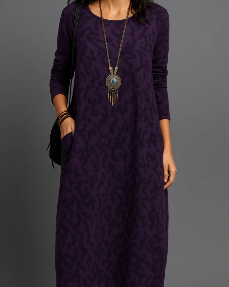 Winterkleid Damen – Mit Taschen und elegantem Druckdesign