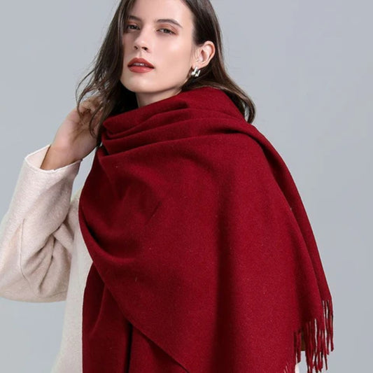 Winterschal für Frauen - Großer Wickelschal mit Quasten