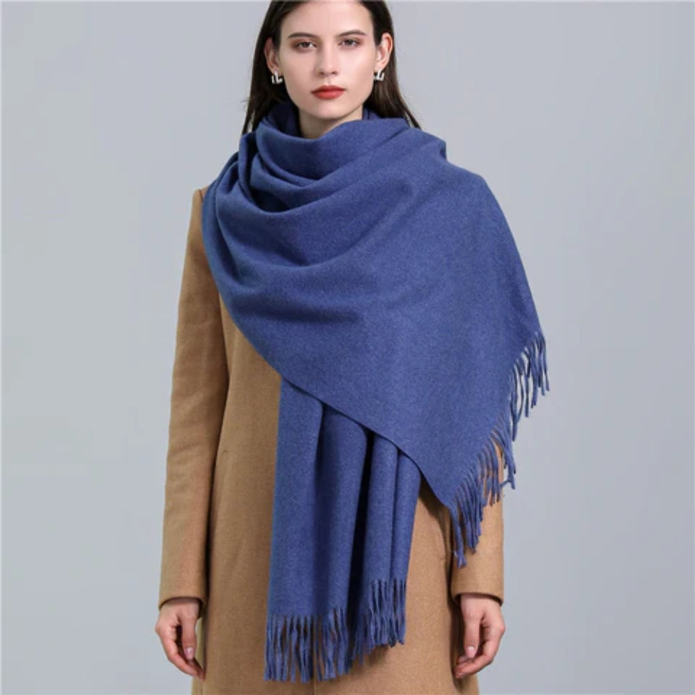 Winterschal für Frauen - Großer Wickelschal mit Quasten