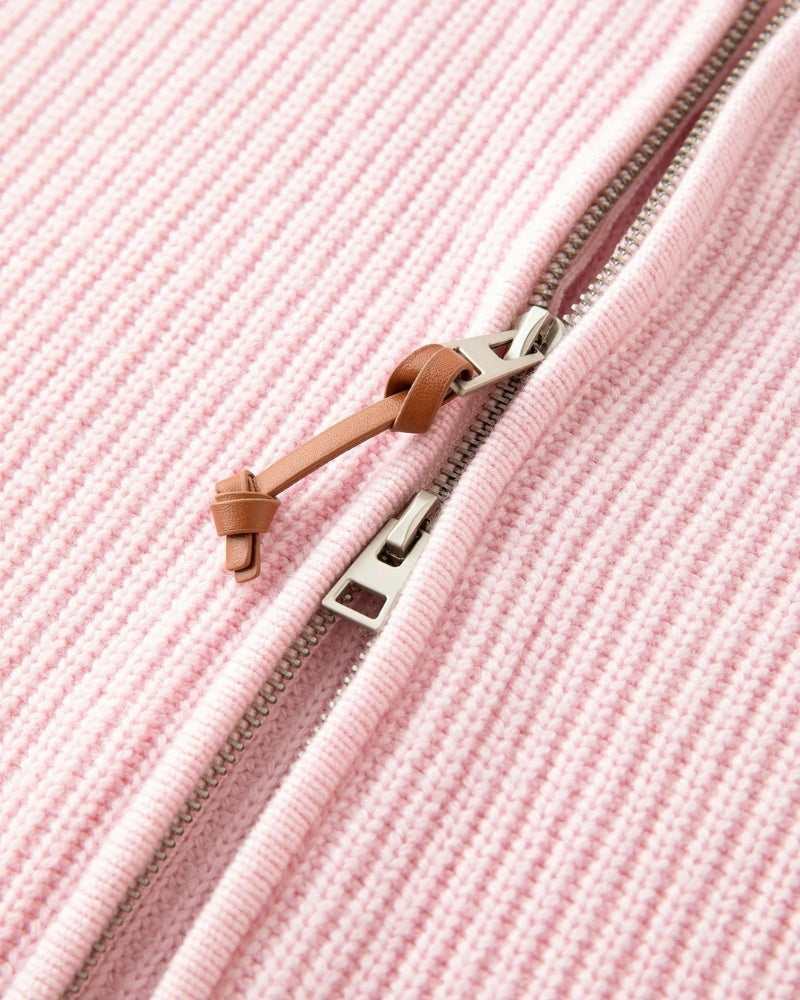 Wolle Pullover Damen – Warmer Wollpullover mit Zip-Neck für Herbst und Winter