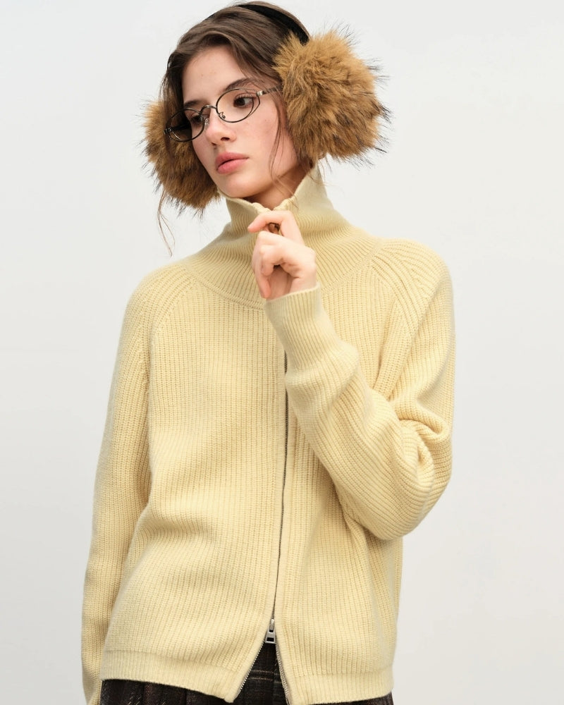 Wolle Pullover Damen – Warmer Wollpullover mit Zip-Neck für Herbst und Winter