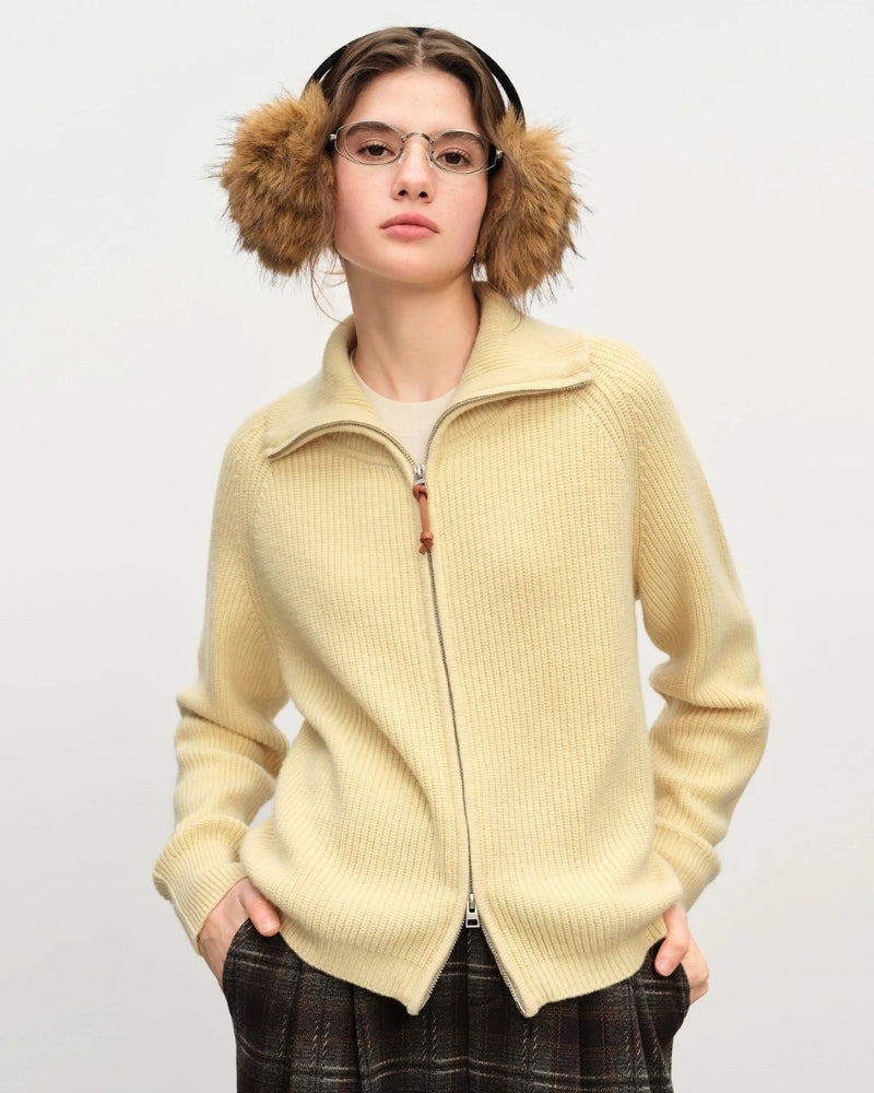 Wolle Pullover Damen – Warmer Wollpullover mit Zip-Neck für Herbst und Winter