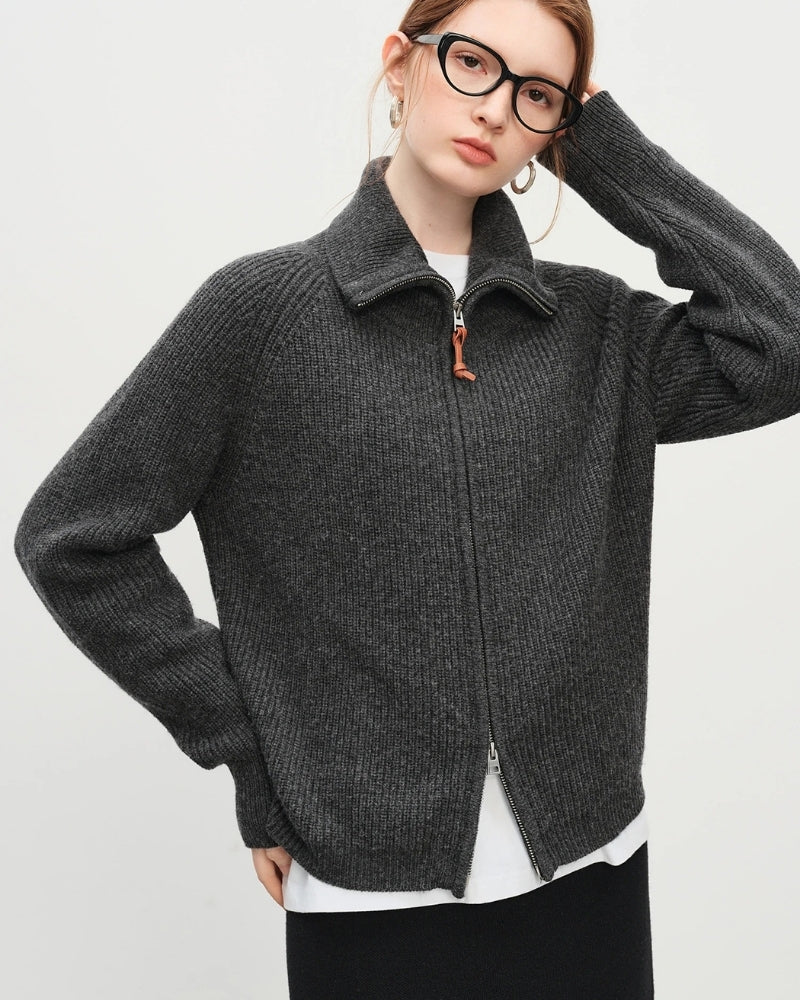 Wolle Pullover Damen – Warmer Wollpullover mit Zip-Neck für Herbst und Winter