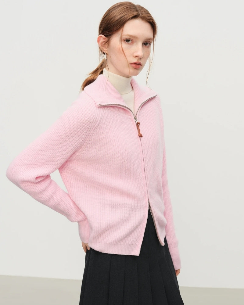 Wolle Pullover Damen – Warmer Wollpullover mit Zip-Neck für Herbst und Winter